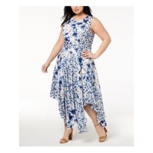 Calvin Klein Handkerchief Hem Floral Belted Dress